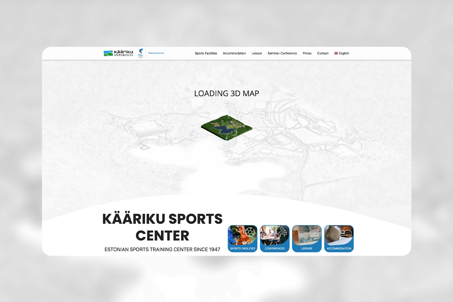 Loading screen of Kaariku Sports Center Website.