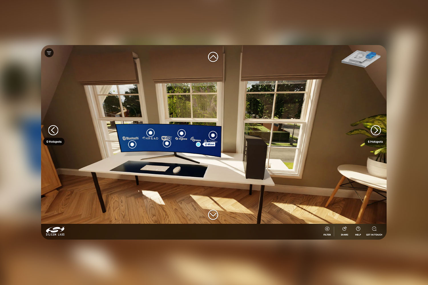 Silicon labs homes website 360 degree view of the working room.