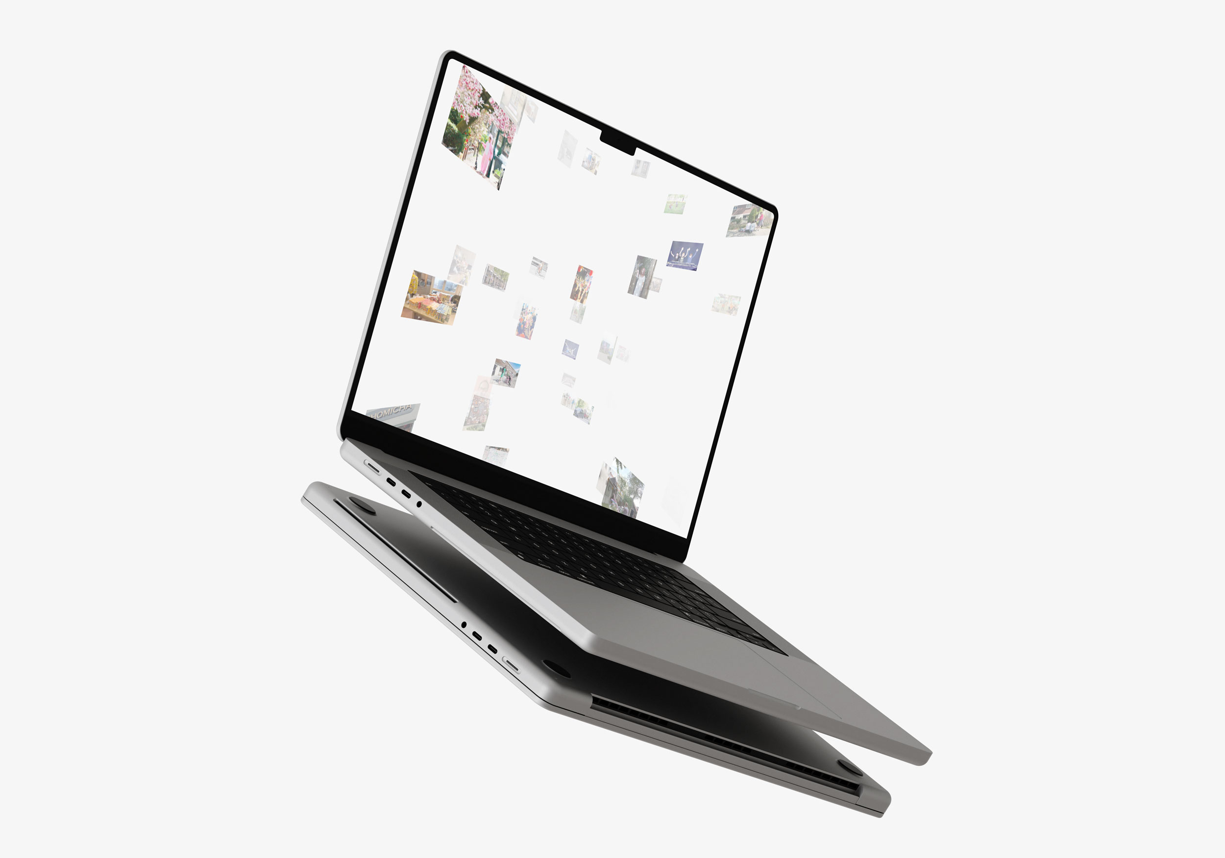 Woensel 3D Gallery showcase in a floating laptop.